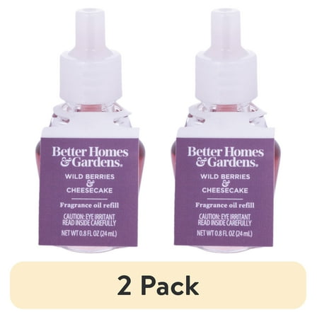 (2 pack) Better Homes & Gardens Aroma Accents Oil Refill 24 mL, Wild Berry Cheesecake