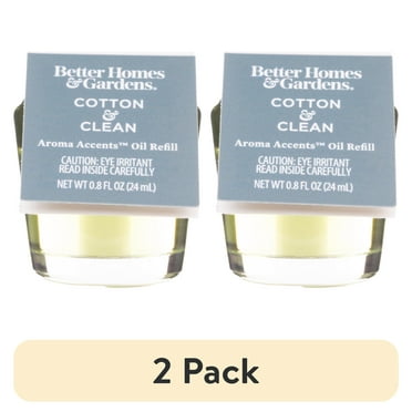 (2 pack) Better Homes & Gardens Aroma Accents Oil Refill, Cotton & Clean