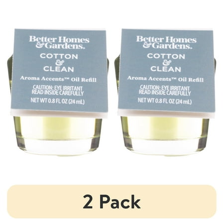 (2 pack) Better Homes & Gardens Aroma Accents Oil Refill, Cotton & Clean