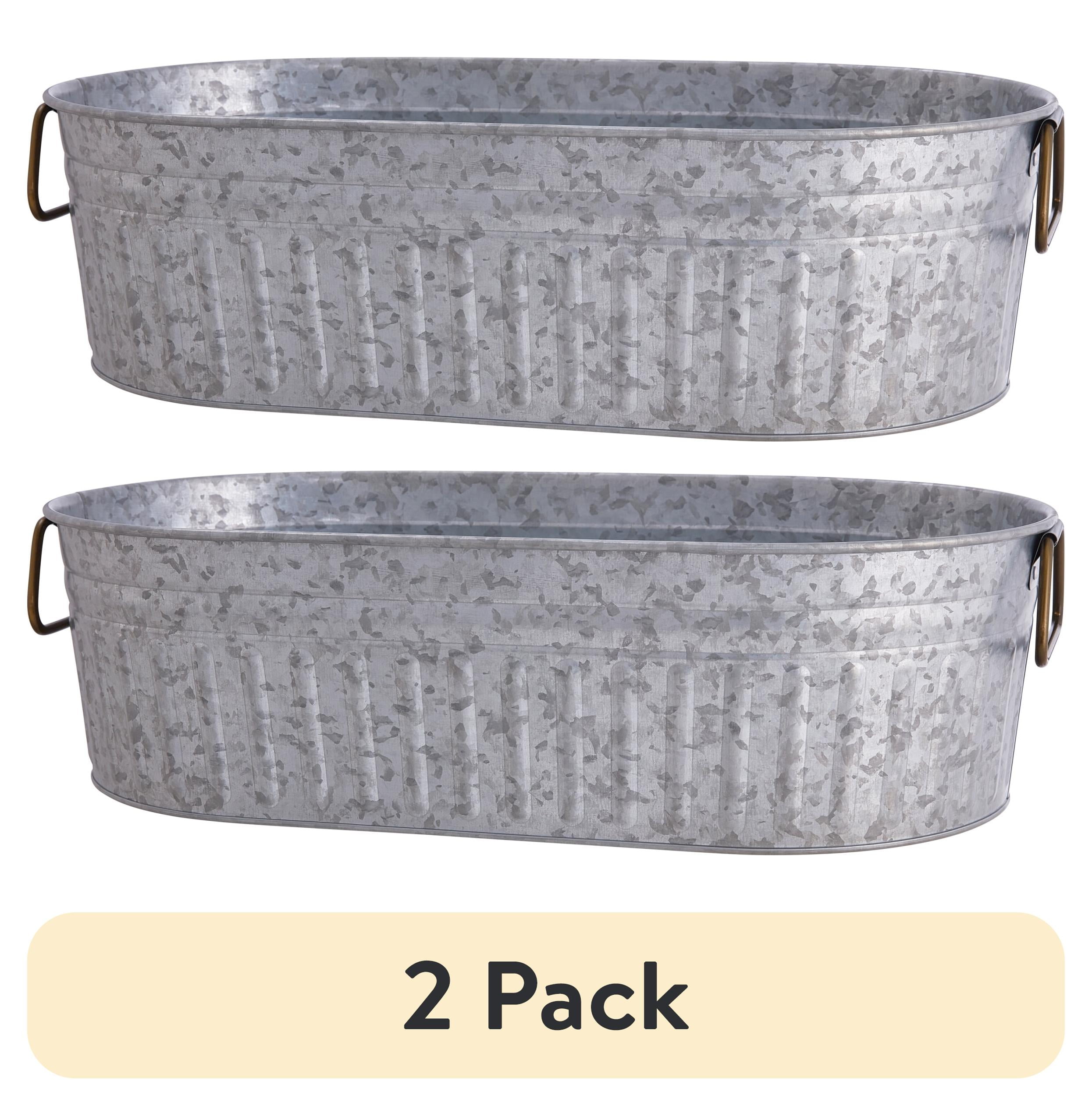 (2 pack) Better Homes & Gardens Galvanized Oval Tub, 20.27 IN W x 11.22 IN D x 5.70 IN H