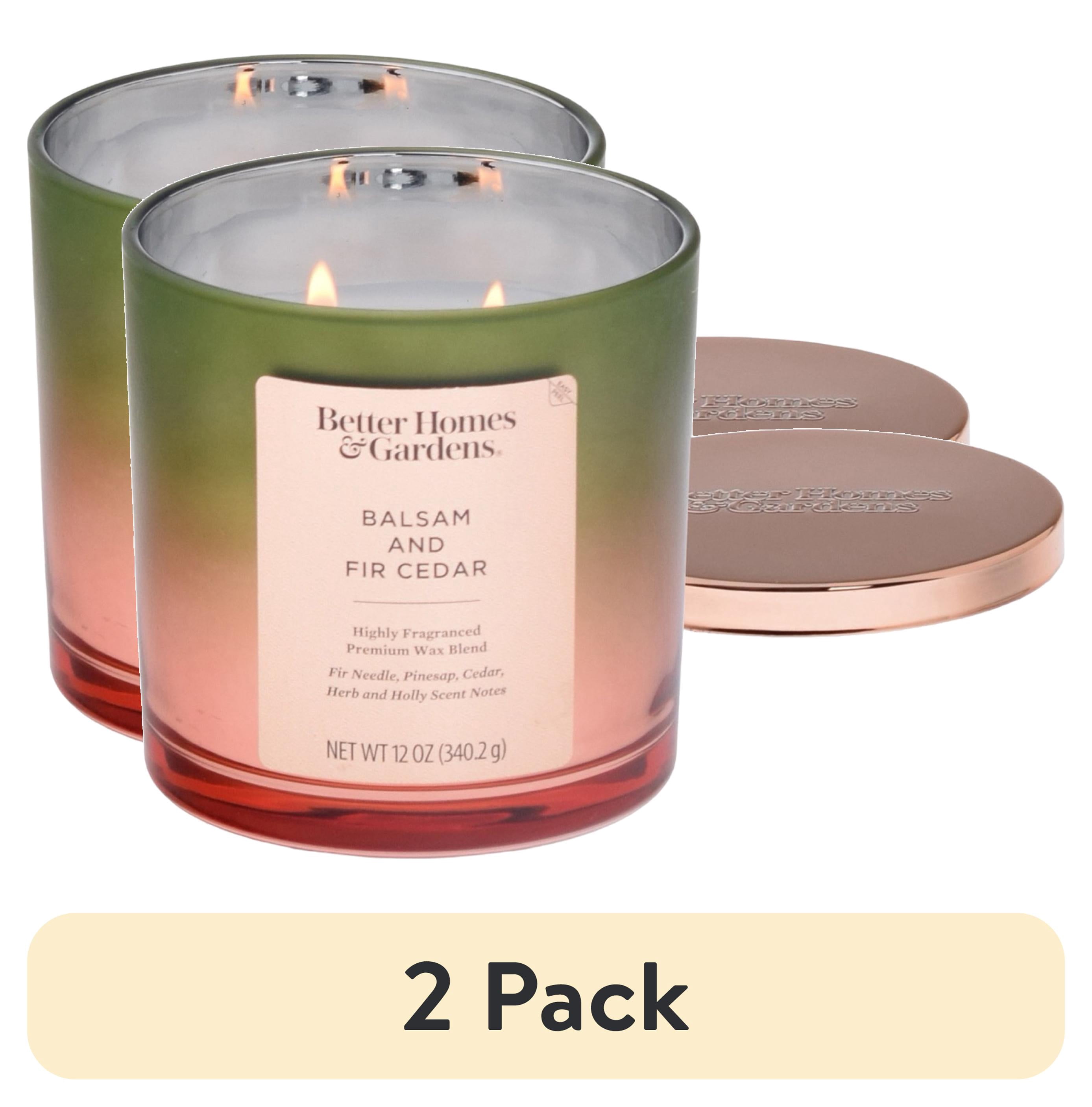 (2 pack) Better Homes & Gardens Balsam and Fir Cedar Scented 2-Wick 12oz Metallic Ombre Jar Candle