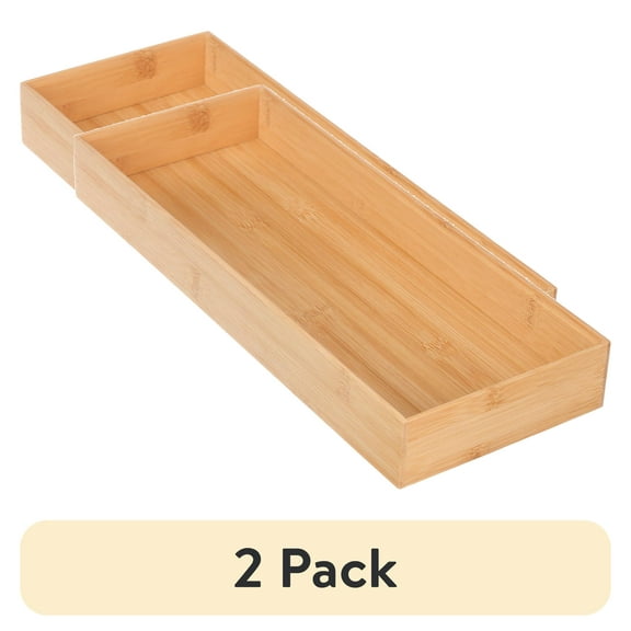 (2 pack) Better Homes & Gardens Bamboo Long Drawer Organizer, 15 IN W x 5.98 IN D x 1.97H, Natural Bamboo Color