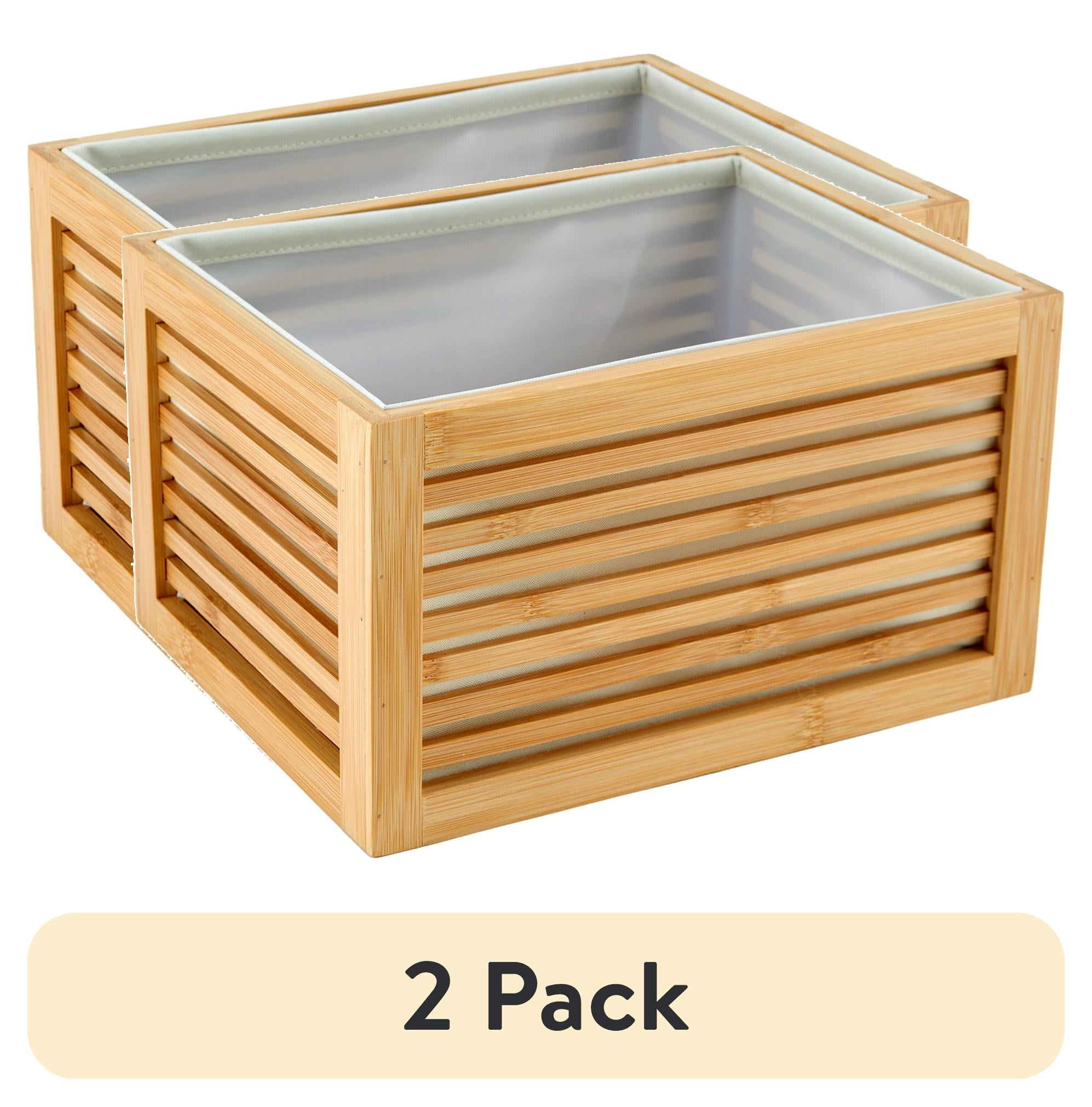 (2 pack) Better Homes & Gardens Bamboo Slatted Basket Organizer