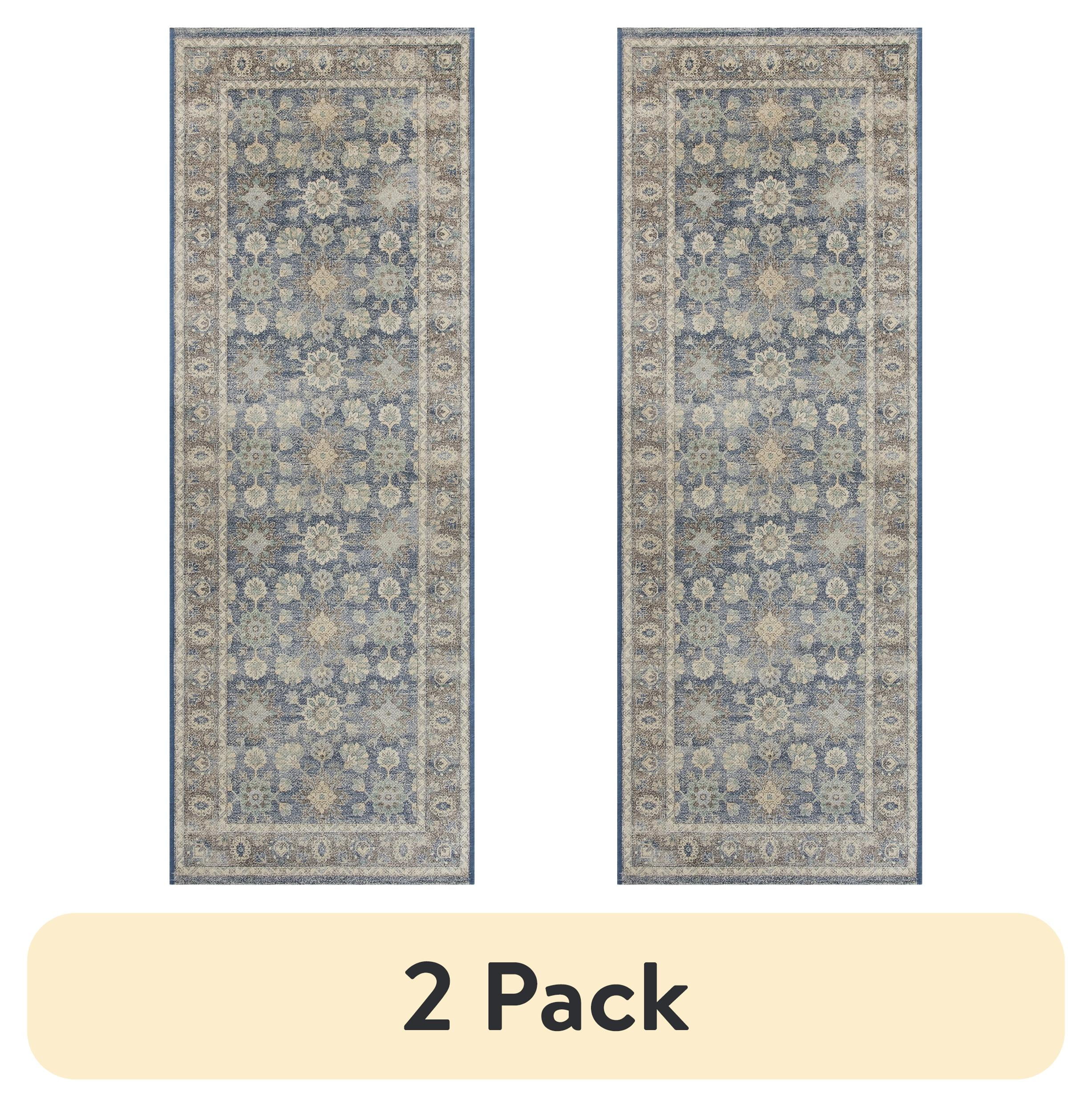 (2 pack) Better Homes & Gardens  Blue Floral Indoor 2.5' x 7' Runner Rug