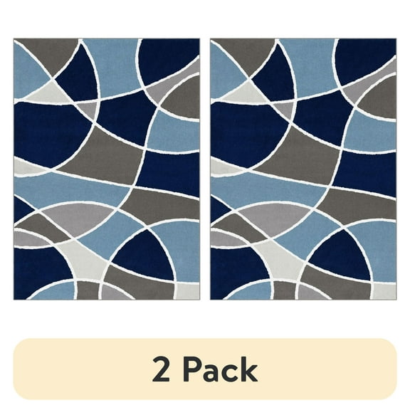 (2 pack) Better Homes & Gardens Blue Geometric Circles Area Rug, 5' x 7'
