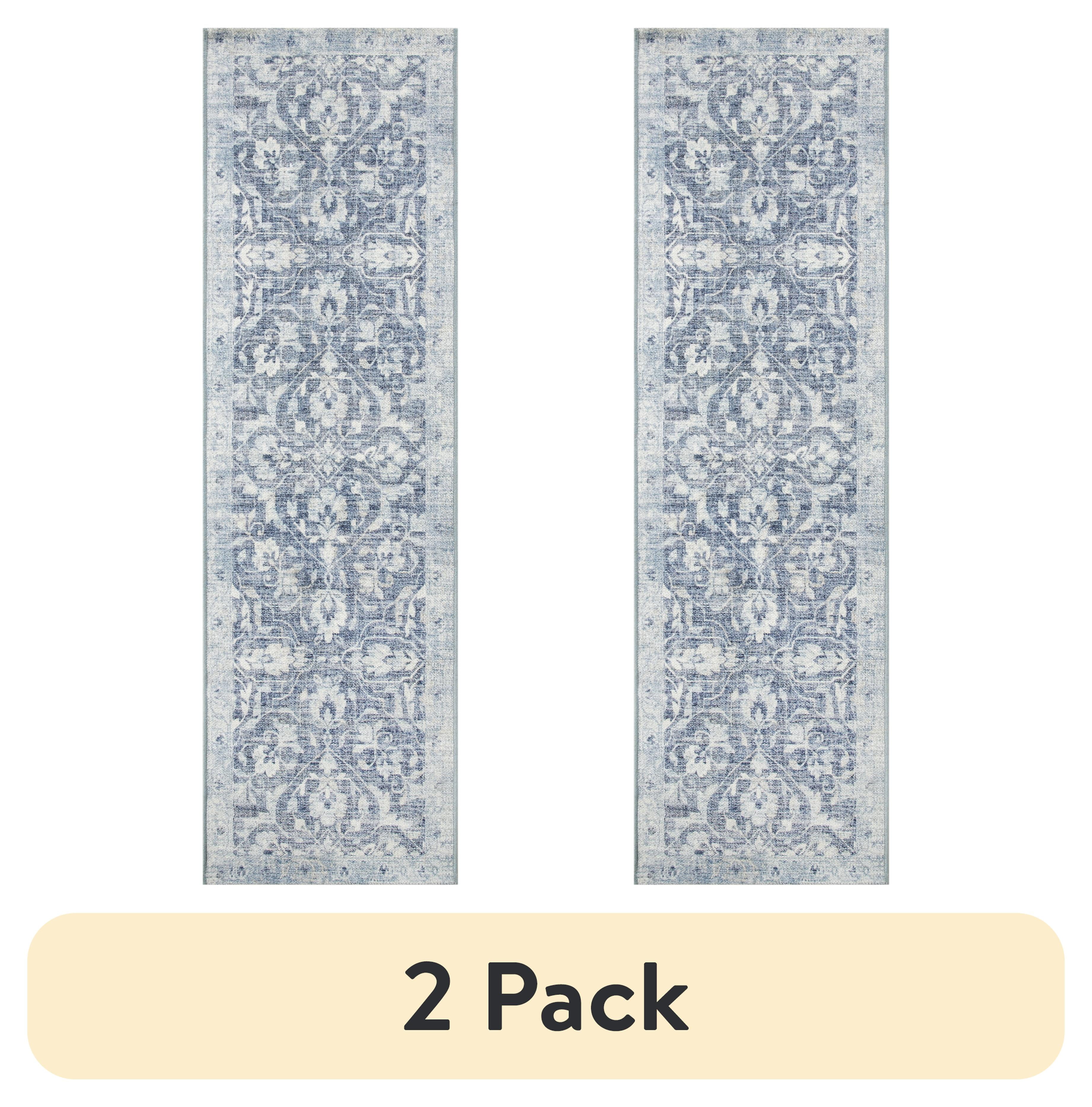 (2 pack) Better Homes and Gardens Blue Persian Non-Skid Runner Rug - 24"x84"