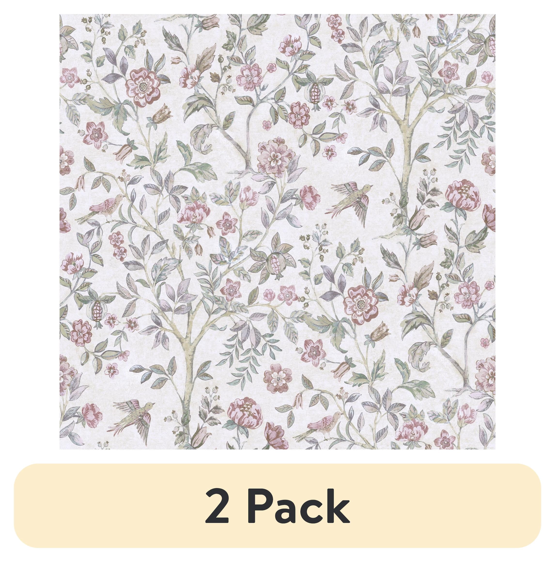 (2 pack) Better Homes & Gardens Blush Bird Botanical Peel and Stick Wallpaper, 30.75 sq ft