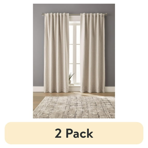 (2 pack) Better Homes & Gardens Boucle Blackout Curtain Panel, 1-Piece, Beige, 50" W x 84" L