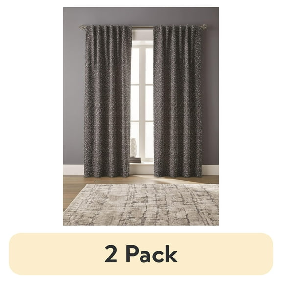 (2 pack) Better Homes & Gardens Boucle Blackout Curtain Panel, 1-Piece, Black, 50" W x 95" L