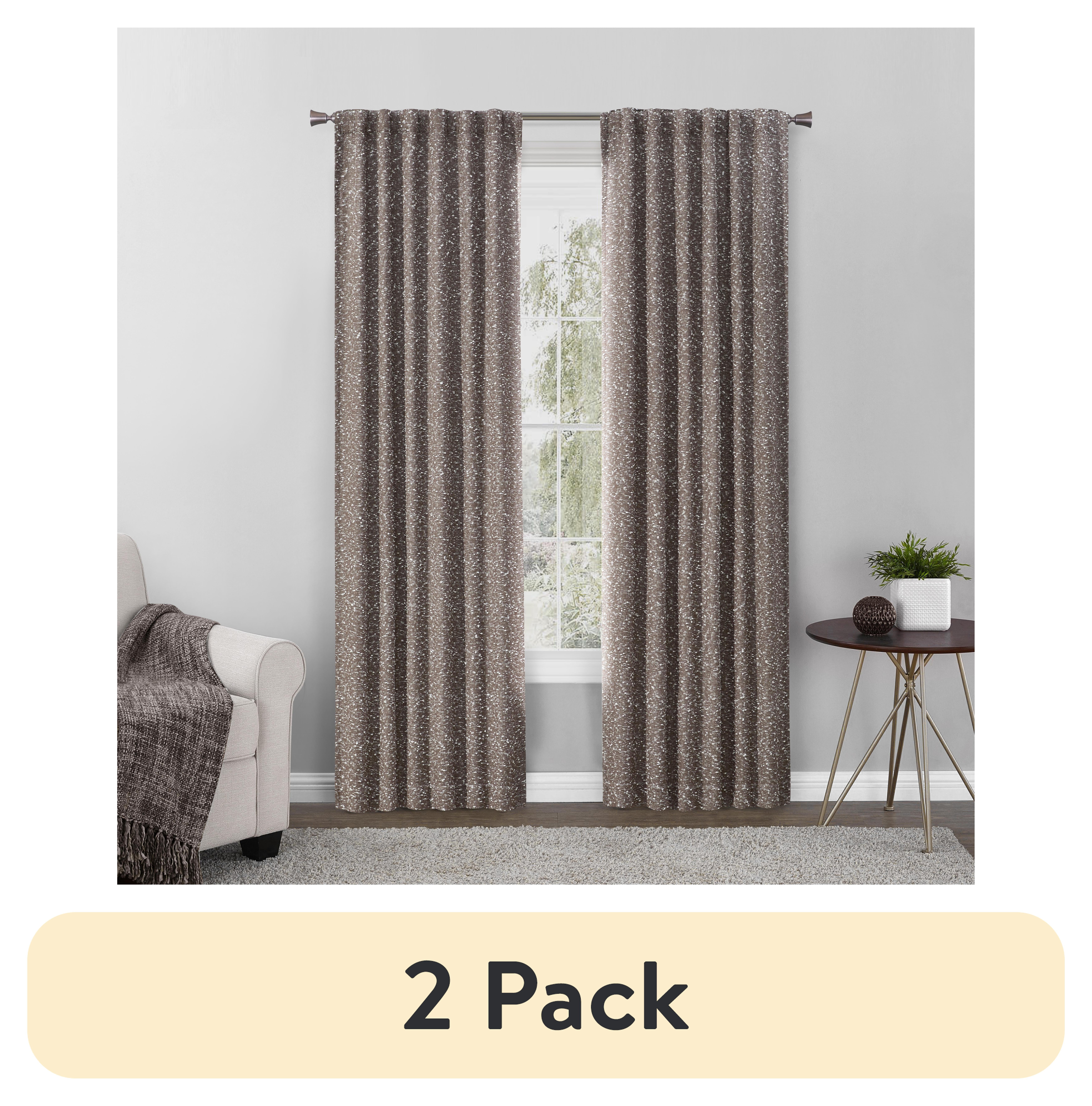 (2 pack) Better Homes & Gardens Boucle Blackout Curtain Panel, 1-Piece, Brown, 50" W x 108" L