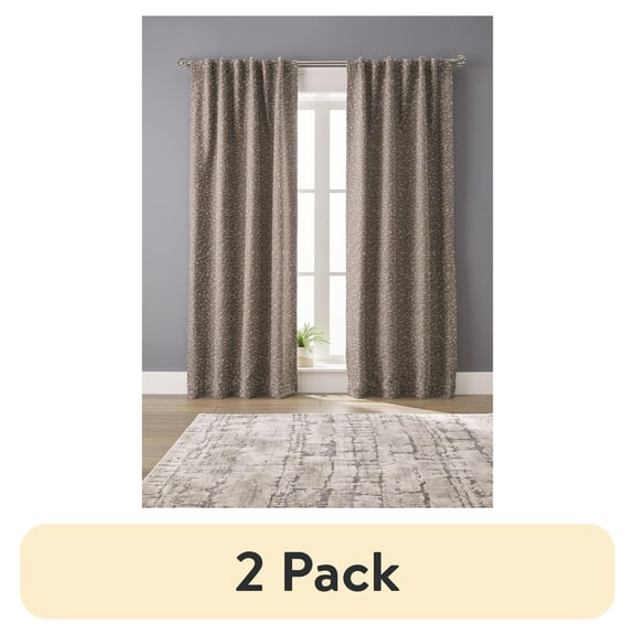 (2 pack) Better Homes & Gardens Boucle Blackout Curtain Panel, 1-Piece, Brown, 50" W x 95" L