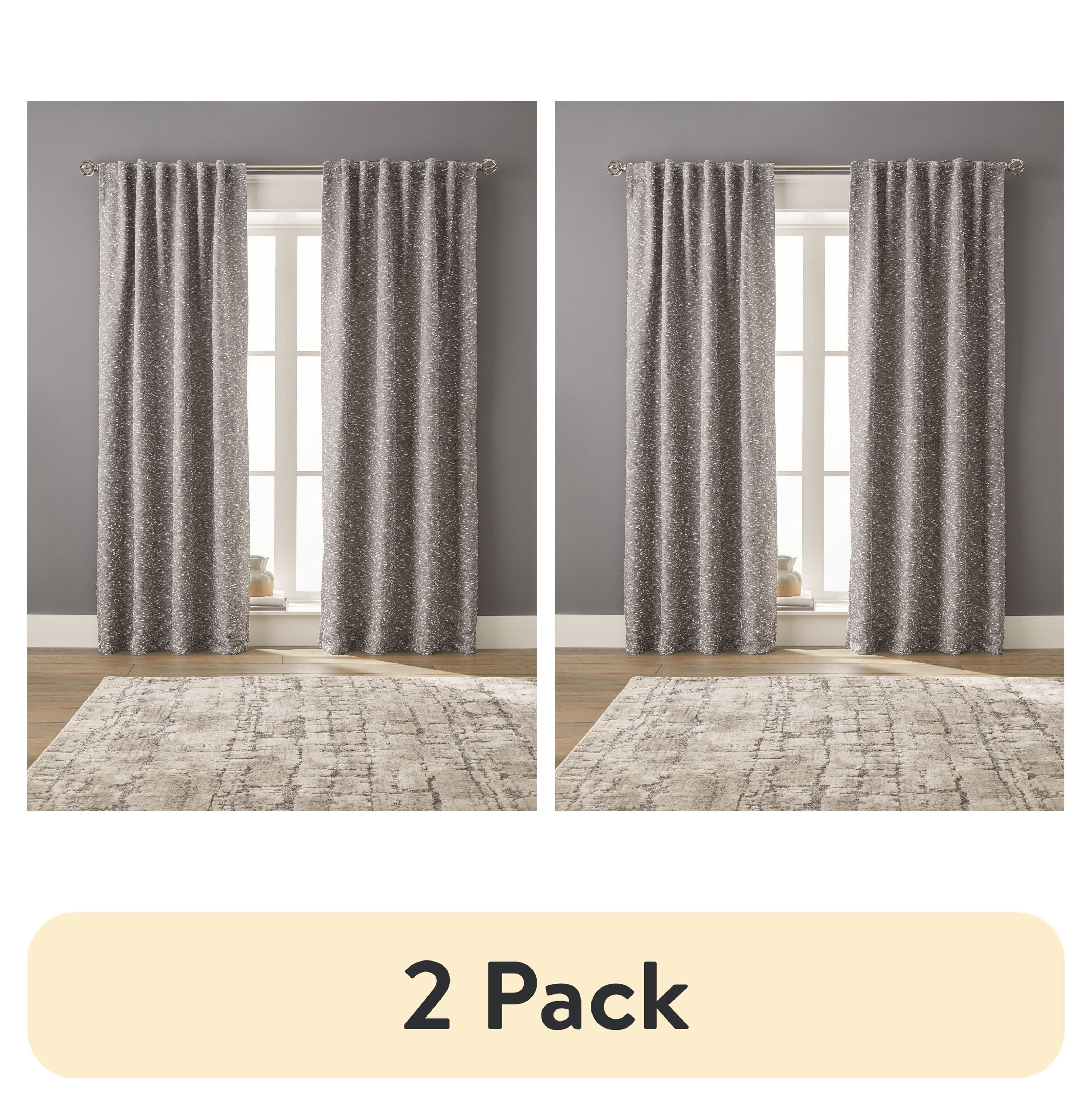 (2 pack) Better Homes & Gardens Boucle Blackout Curtain Panel, 1-Piece, Gray, 50 in W x 84 in L
