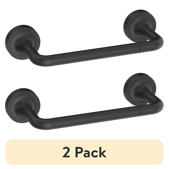(2 pack) Better Homes & Gardens Brand Clean Modern Style Wall Mounted Toilet Paper Holder Matte Black Finish