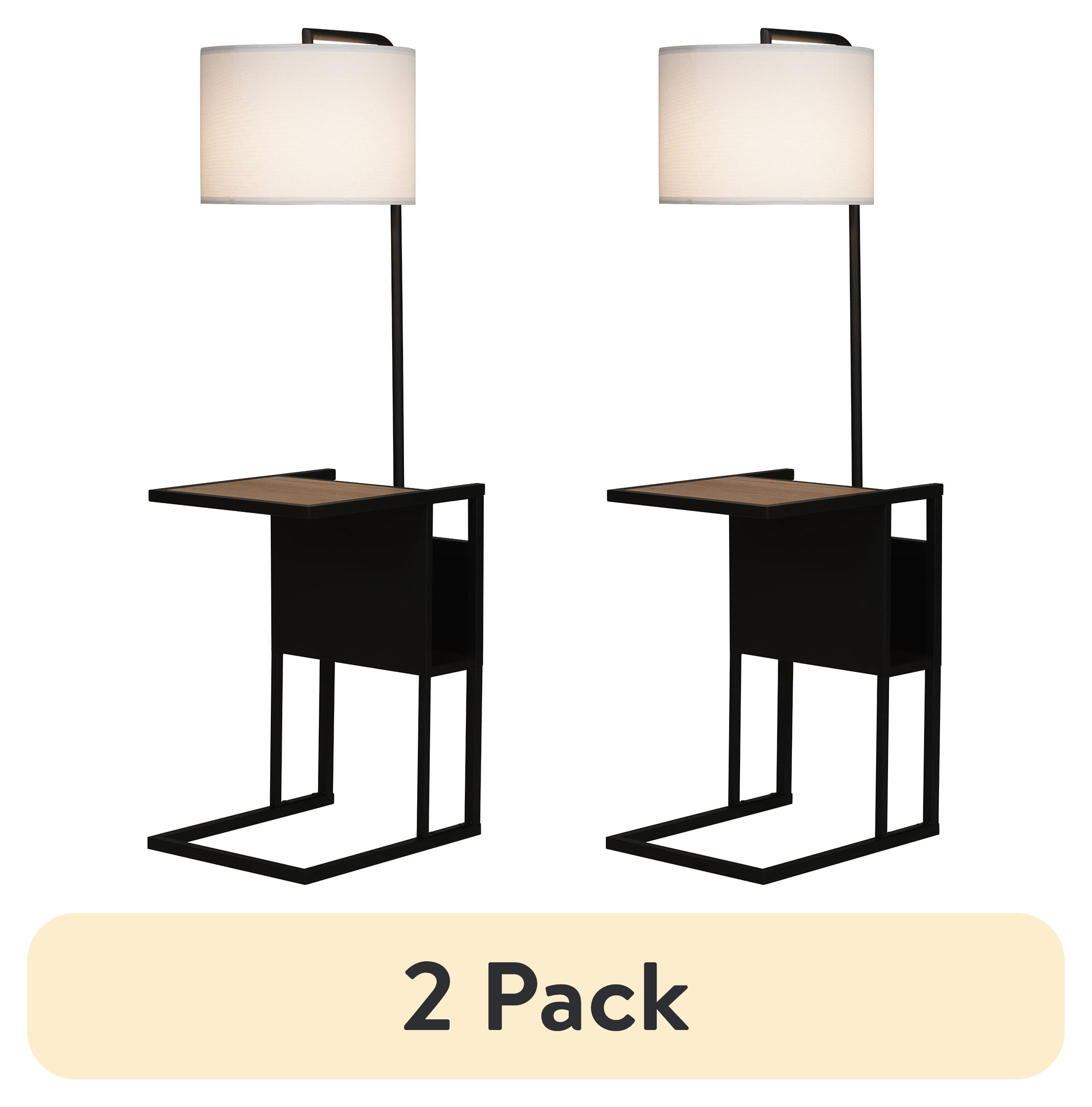 (2 pack) Better Homes & Gardens 54"  Matte Black Metal Floor Lamp with Faux Wood Table and Magazine Rack