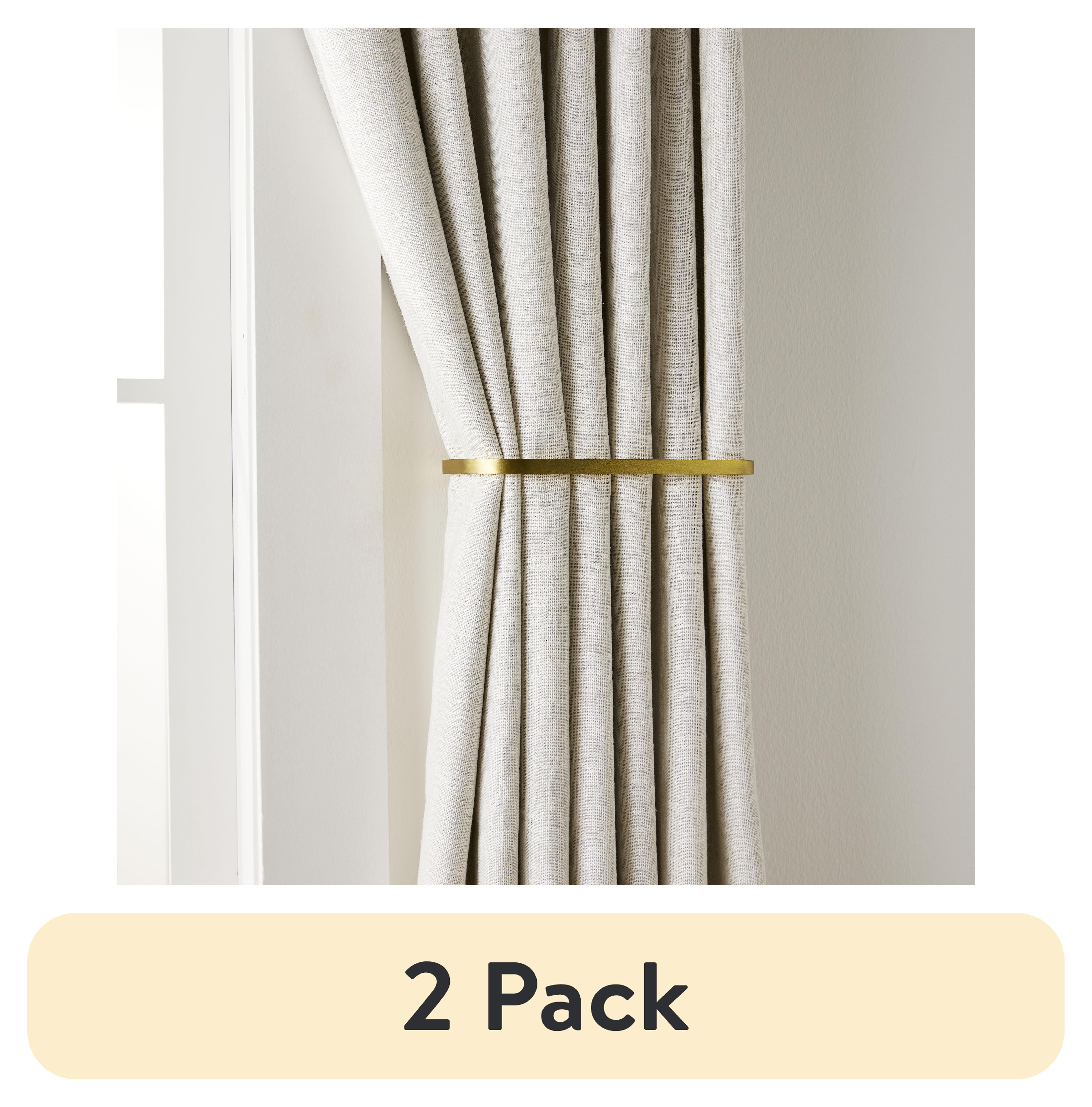 Elegant Brass Finish Metal Curtain Holdbacks, Set of Two