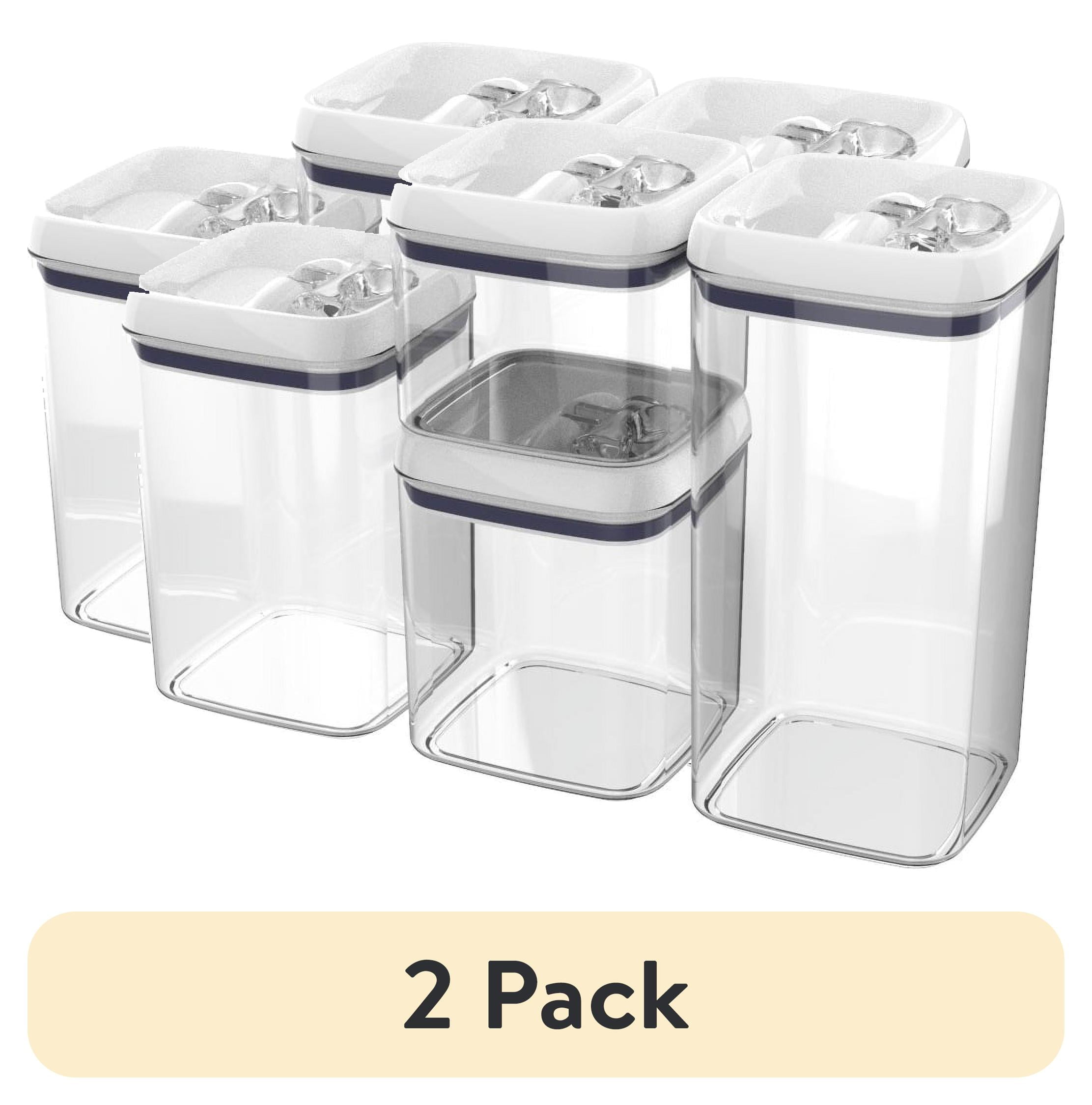 (2 pack) Better Homes & Gardens Canister Pack of 4, Flip-Tite® Square Food Storage Container Set, A Practical Choice for Pantry Organization and Food Storage
