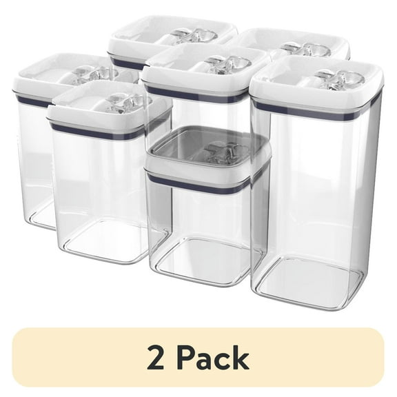 (2 pack) Better Homes & Gardens Flip-Tite 4-Pack Square Food Storage Container Set
