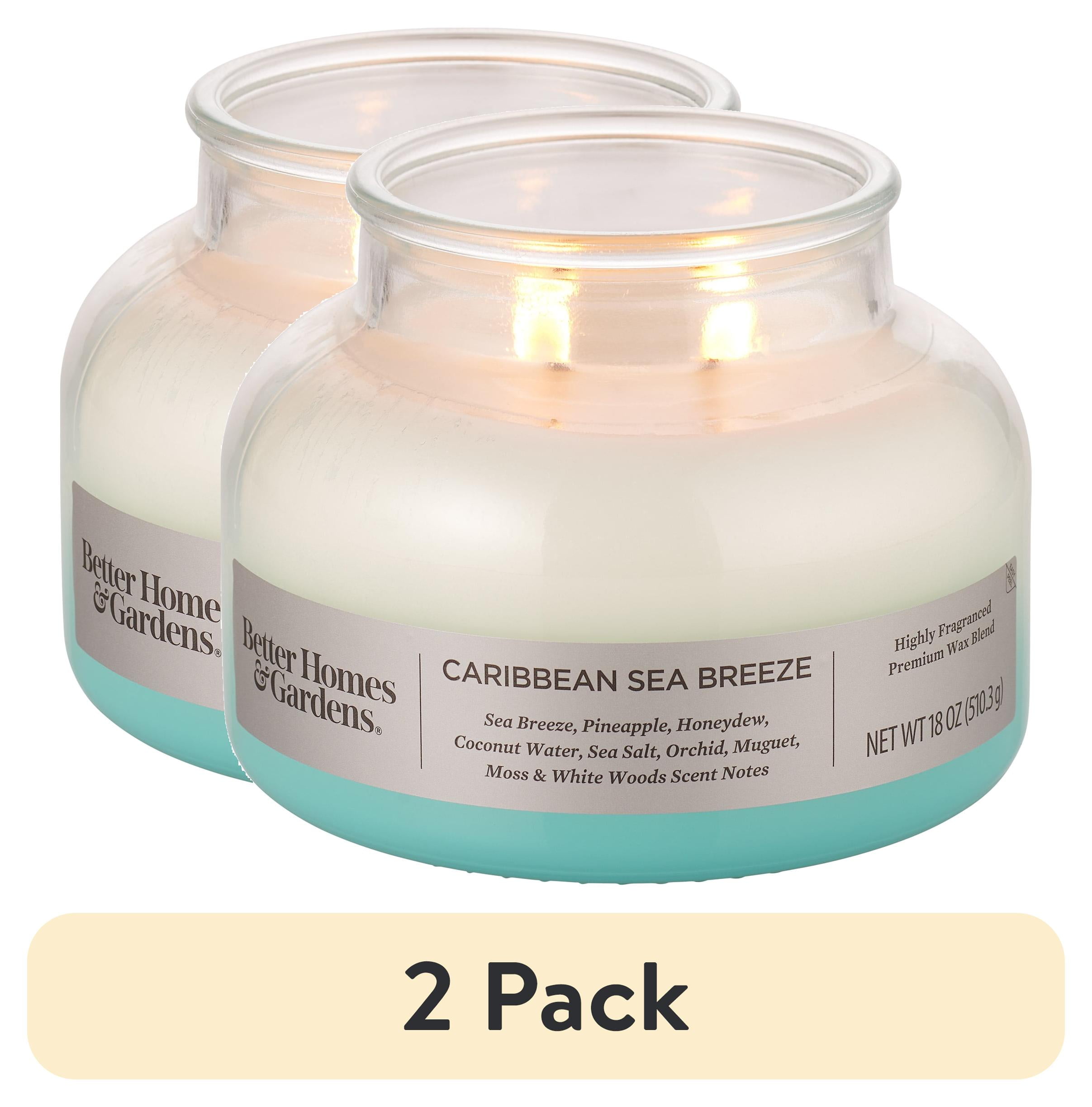 (2 pack) Better Homes & Gardens Caribbean Sea Breeze Scented 2-Wick 18oz Ombre Bell Jar Candle