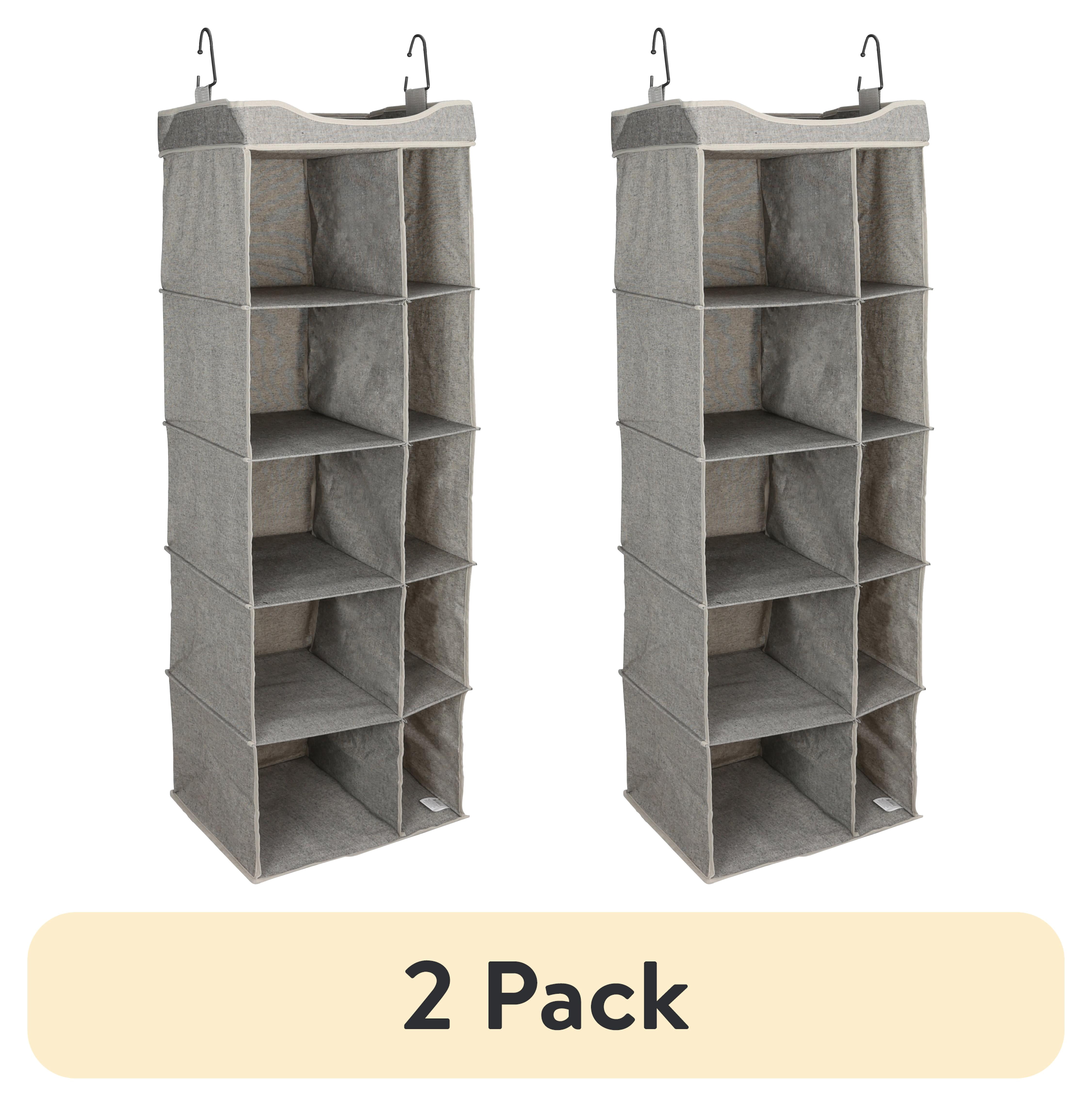 (2 pack) Better Homes & Gardens 5-Tier Hanging Closet Storage Organizer Dividers for Shoes and Clothes, 10-Compartments, Polyester & Cotton