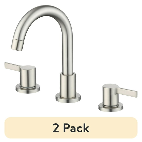 (2 pack) Better Homes & Gardens Clean Modern 8" Widespread Bathroom Faucet in Satin Nickel