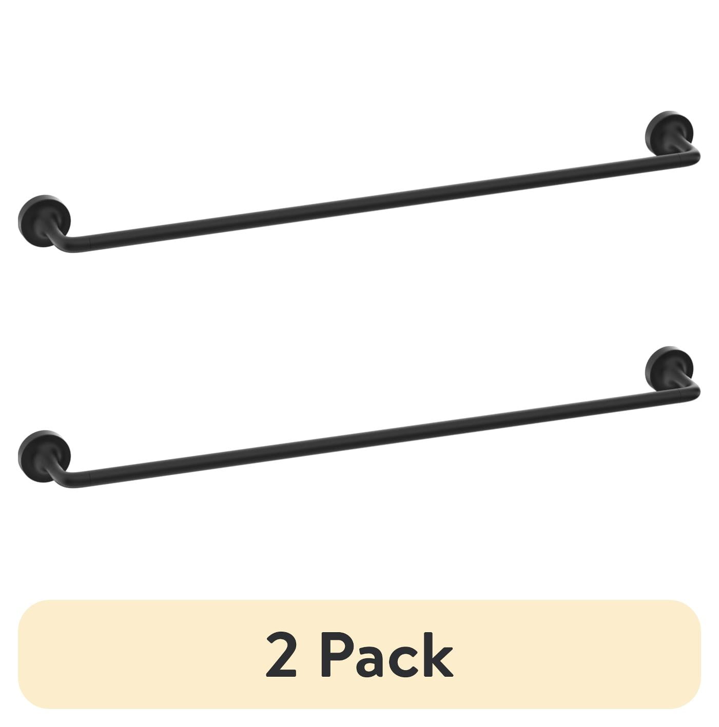 (2 pack) Better Homes & Gardens Clean Modern Collection 24 in Wall Mount Towel Bar, Matte Black