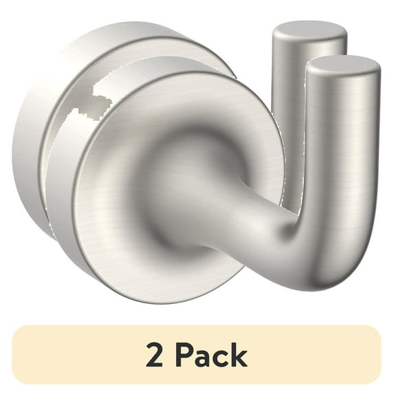 (2 pack) Better Homes & Gardens Clean Modern Style Wall Mount Robe Hook in Satin Nickel