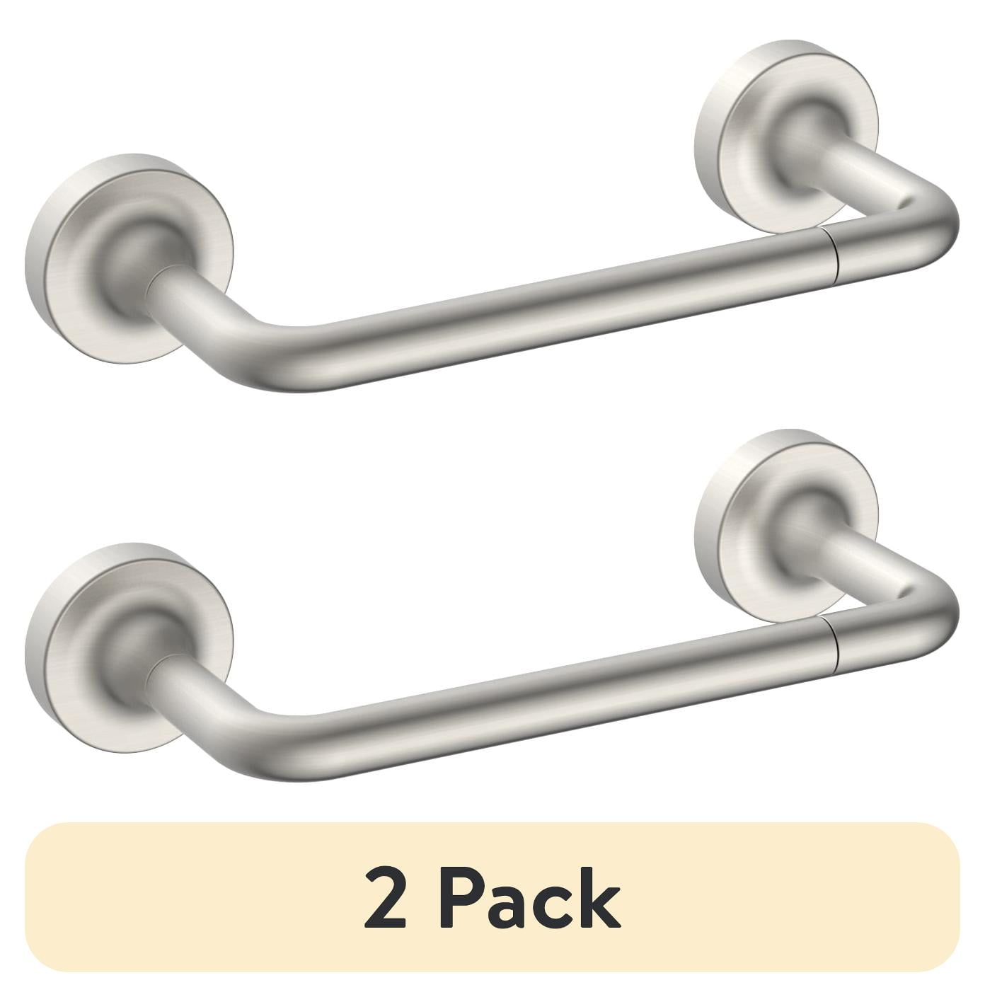 (2 pack) Better Homes & Gardens Clean Modern Style Wall Mount Toilet Paper Holder Satin Nickel Finish