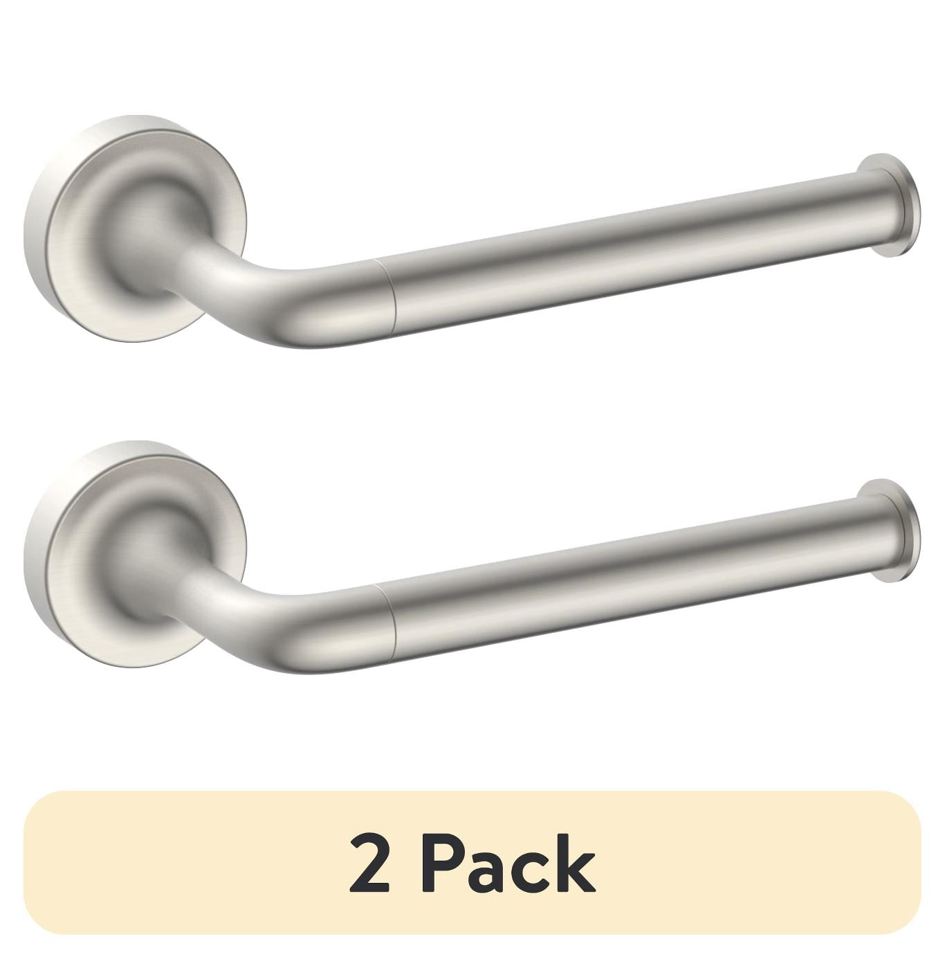 (2 pack) Better Homes & Gardens Clean Modern Style Wall Mount Toilet Paper Holder Satin Nickel Finish