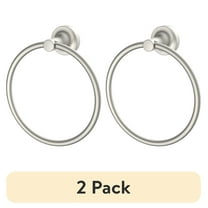 (2 pack) Better Homes & Gardens Clean Modern Style Wall Mount Towel Ring Satin Nickel