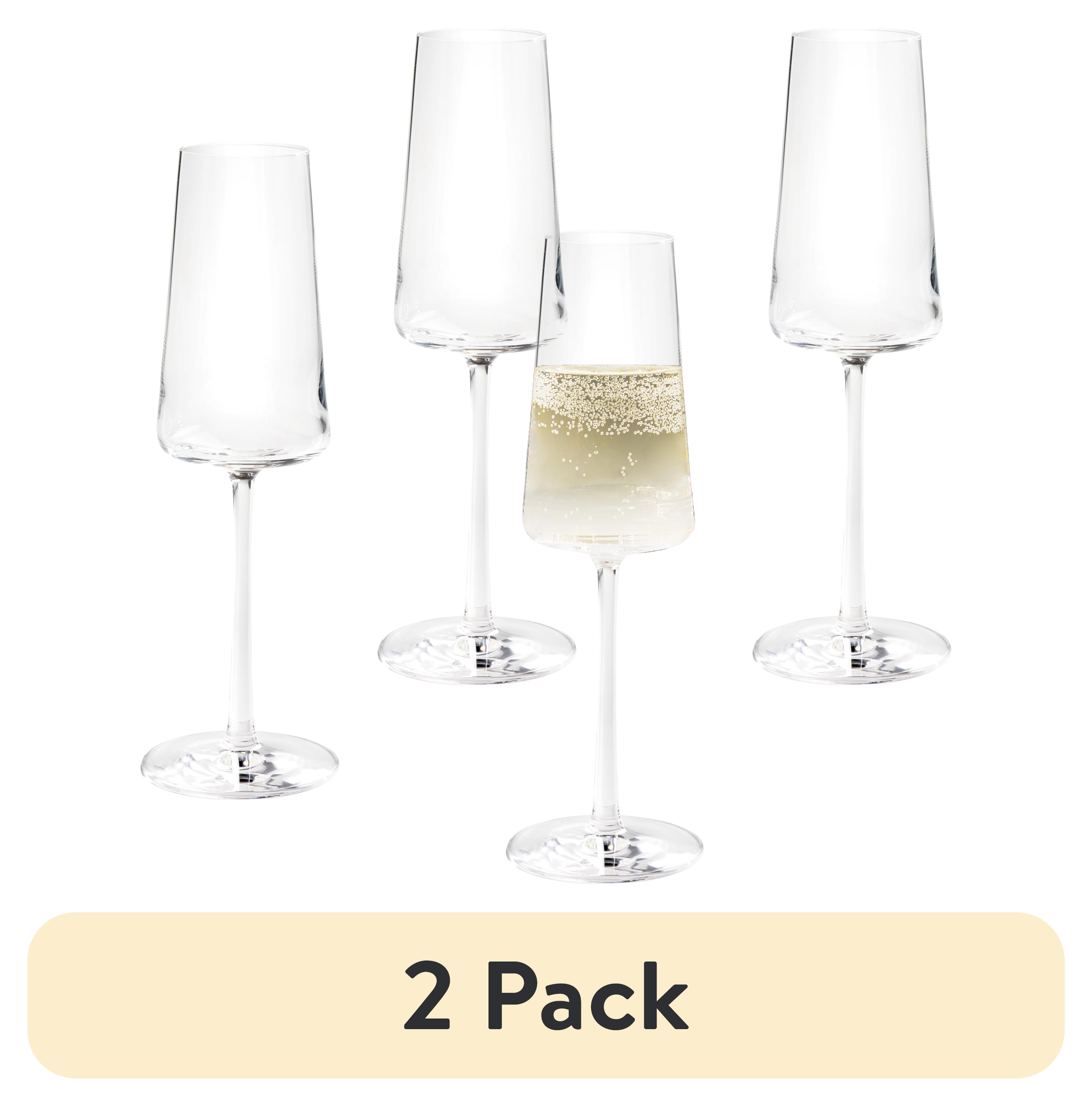 (2 pack) Better Homes & Gardens Clear Flared Champagne Flute 8 ounce, 4 Pack