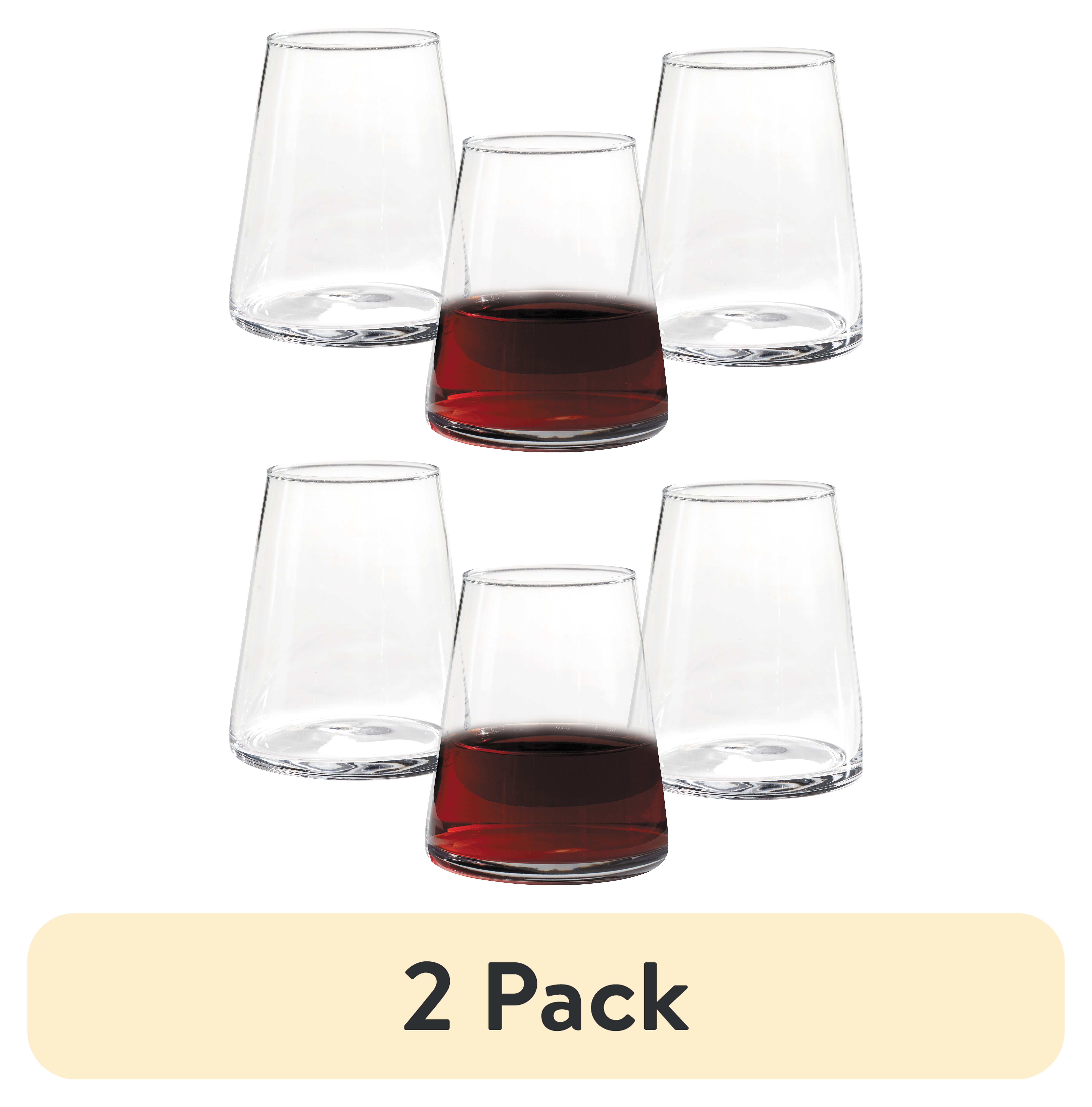 (2 pack) Better Homes & Gardens 17 oz Clear Flared Stemless Wine Glass (Set of 4)