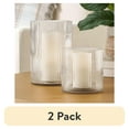thumbnail interactive-video image 1 of (2 pack) Better Homes & Gardens Clear Glass Ribbed Hurricane Candleholder, 8", Large, 1 of 15