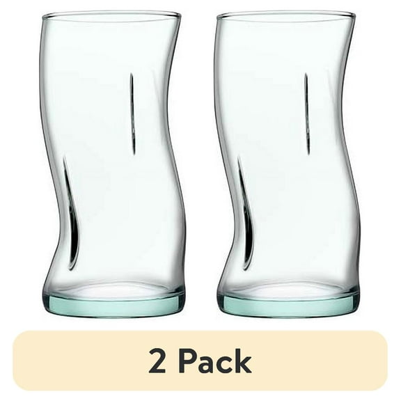 (2 pack) Better Homes & Gardens Clear Green Glassware, 14.9 oz