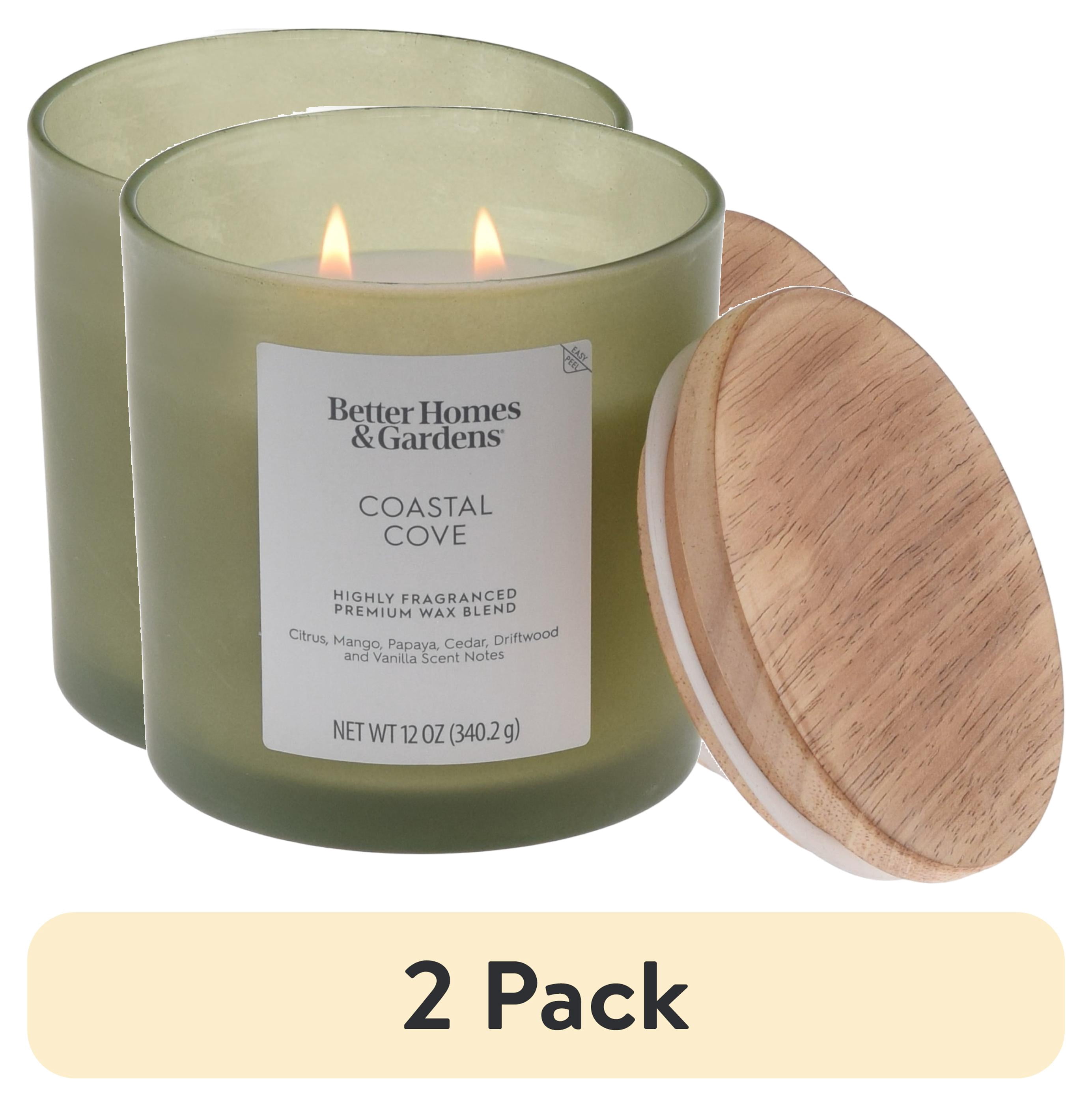 (2 pack) Better Homes and Gardens Coastal Cove Scented 2-Wick Frosted Jar Candle 12oz.