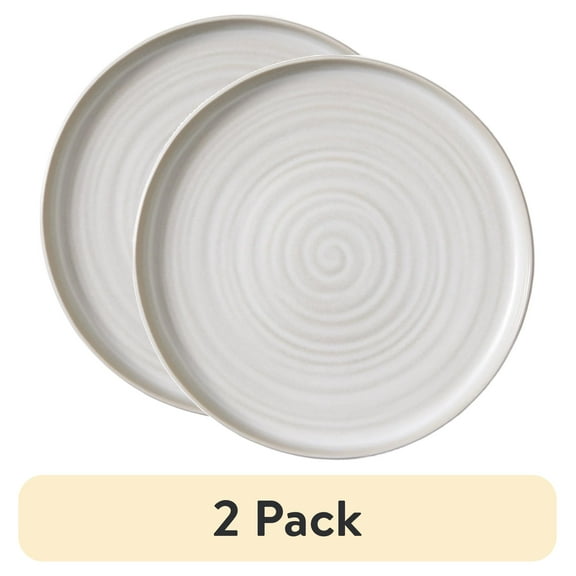 (2 pack) Better Homes & Gardens Collins Collection Cream Stoneware Round 10.4" Dinner Plate