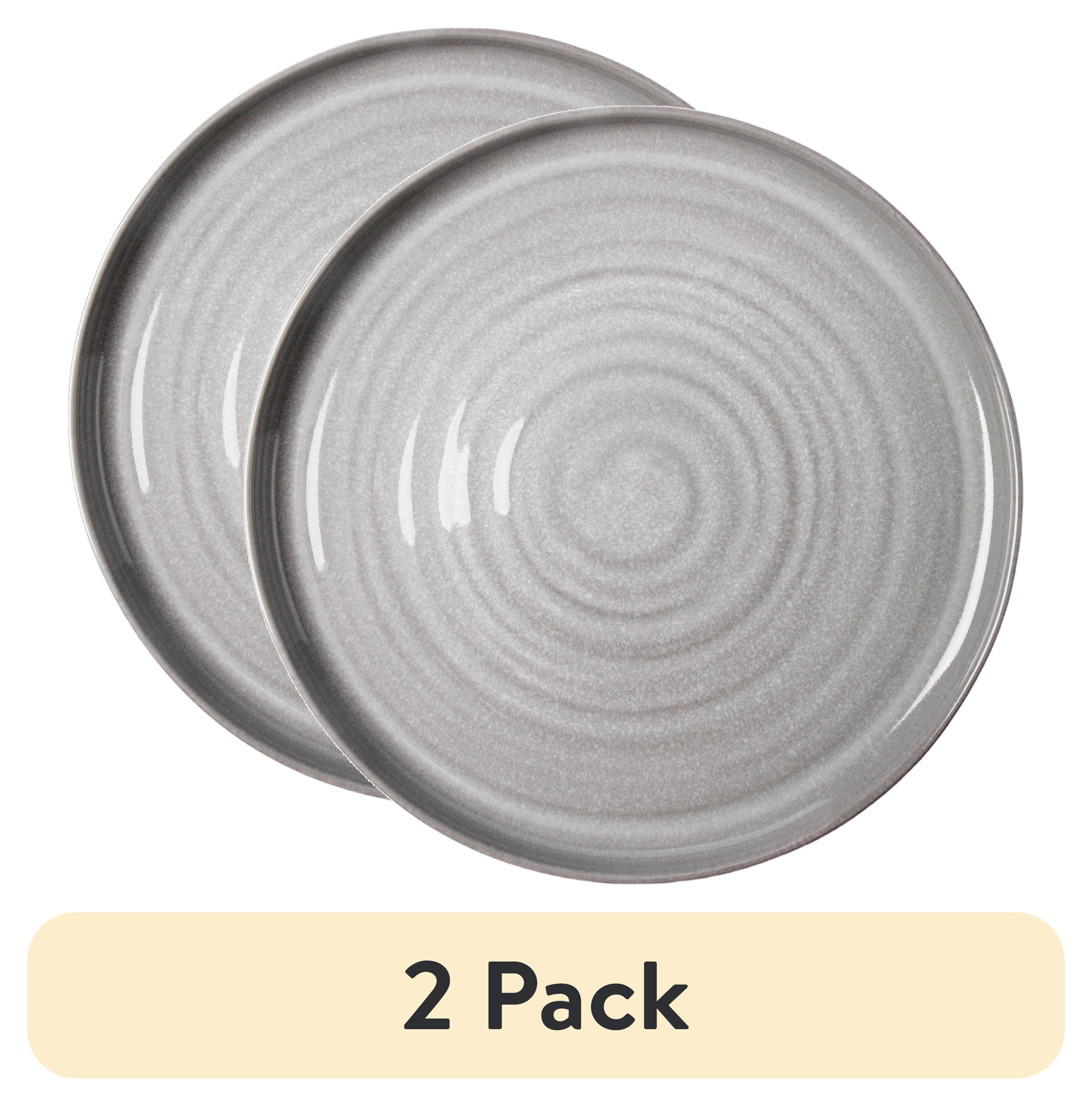 (2 pack) Better Homes & Gardens-Collins Grey Stoneware Round Salad Plate