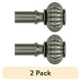 thumbnail image 1 of (2 pack) Better Homes & Gardens 1" Pewter Ribbed Knob Adjustable Single Curtain Rod Set, 42"-120", 1 of 8