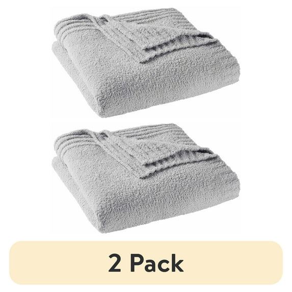 (2 pack) Better Homes & Gardens Cozy Knit Blanket, Light Grey, King