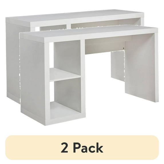 (2 pack) Better Homes & Gardens Cube Storage Office Desk, White