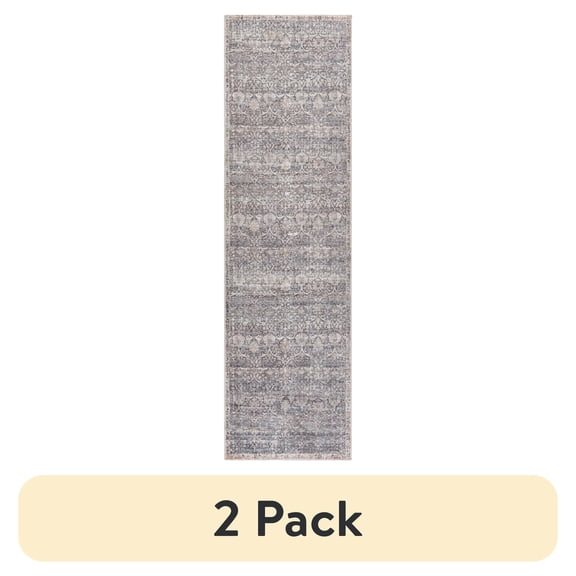 (2 pack) Better Homes & Gardens Damask Modern Green Runner Rug, 29 in x 101 in