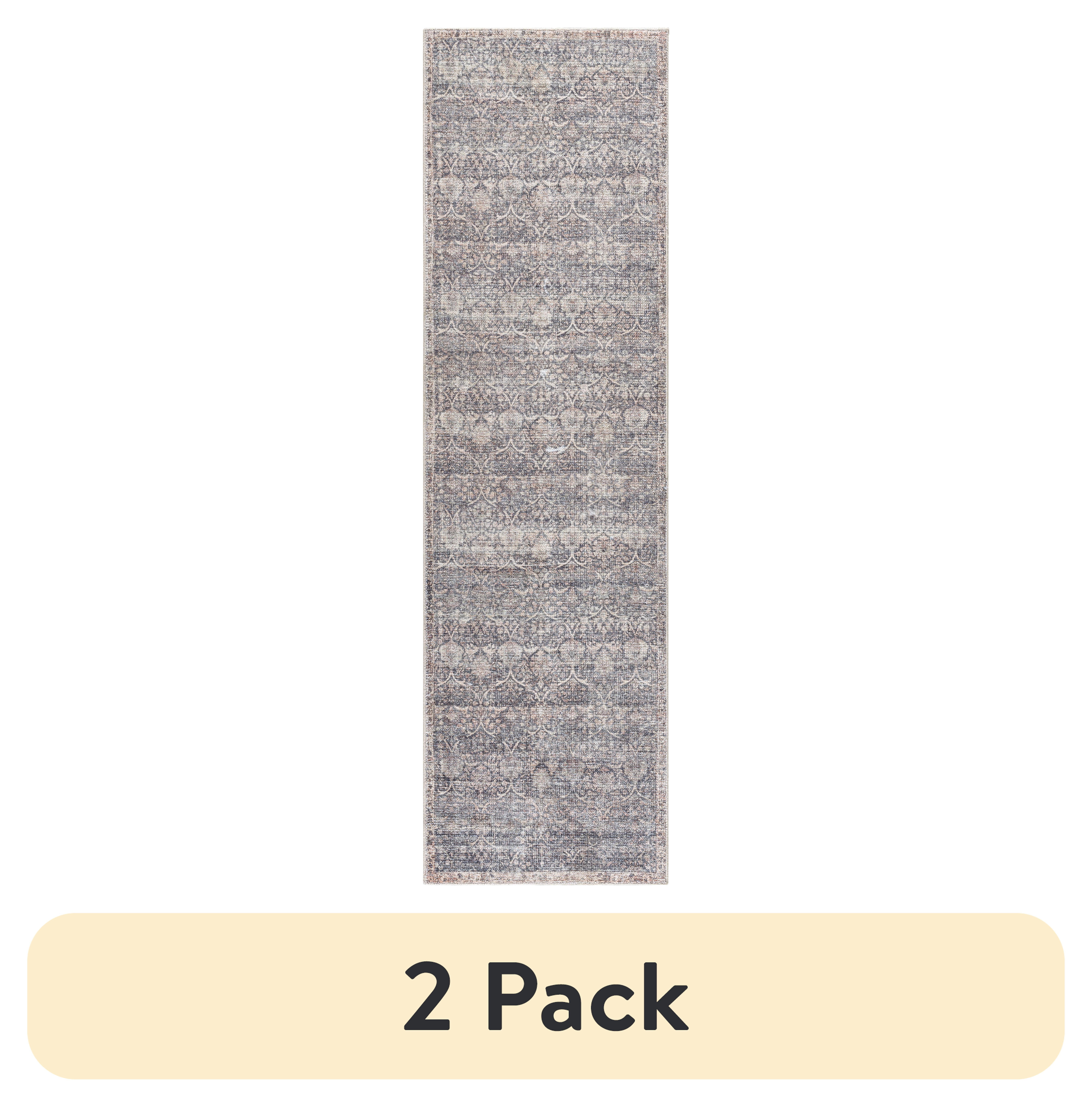 (2 pack) Better Homes & Gardens Damask Modern Runner Rug, 29" x 101"