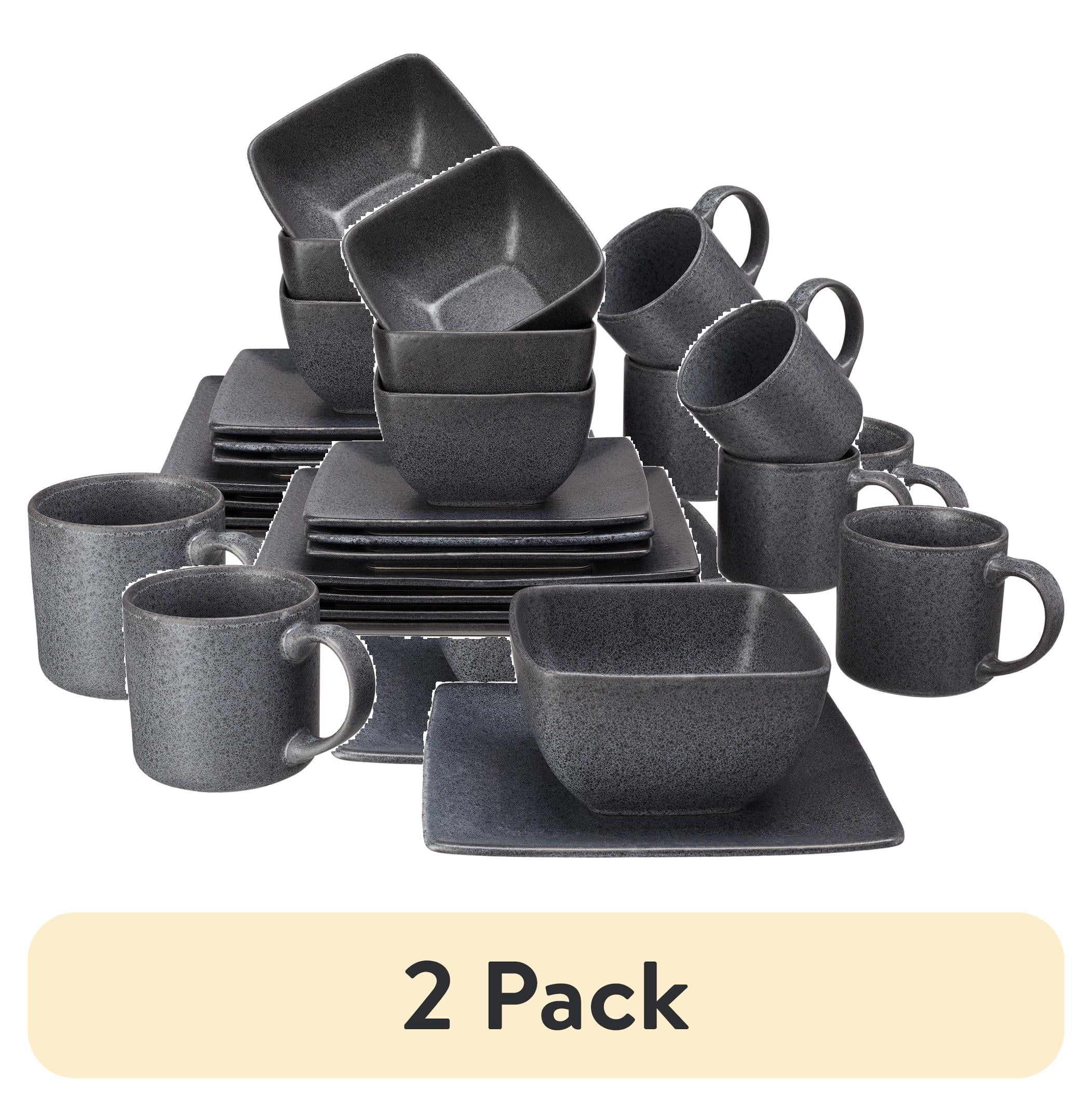 2 pack) Better Homes & Gardens- Dark Gray Square Stoneware 16