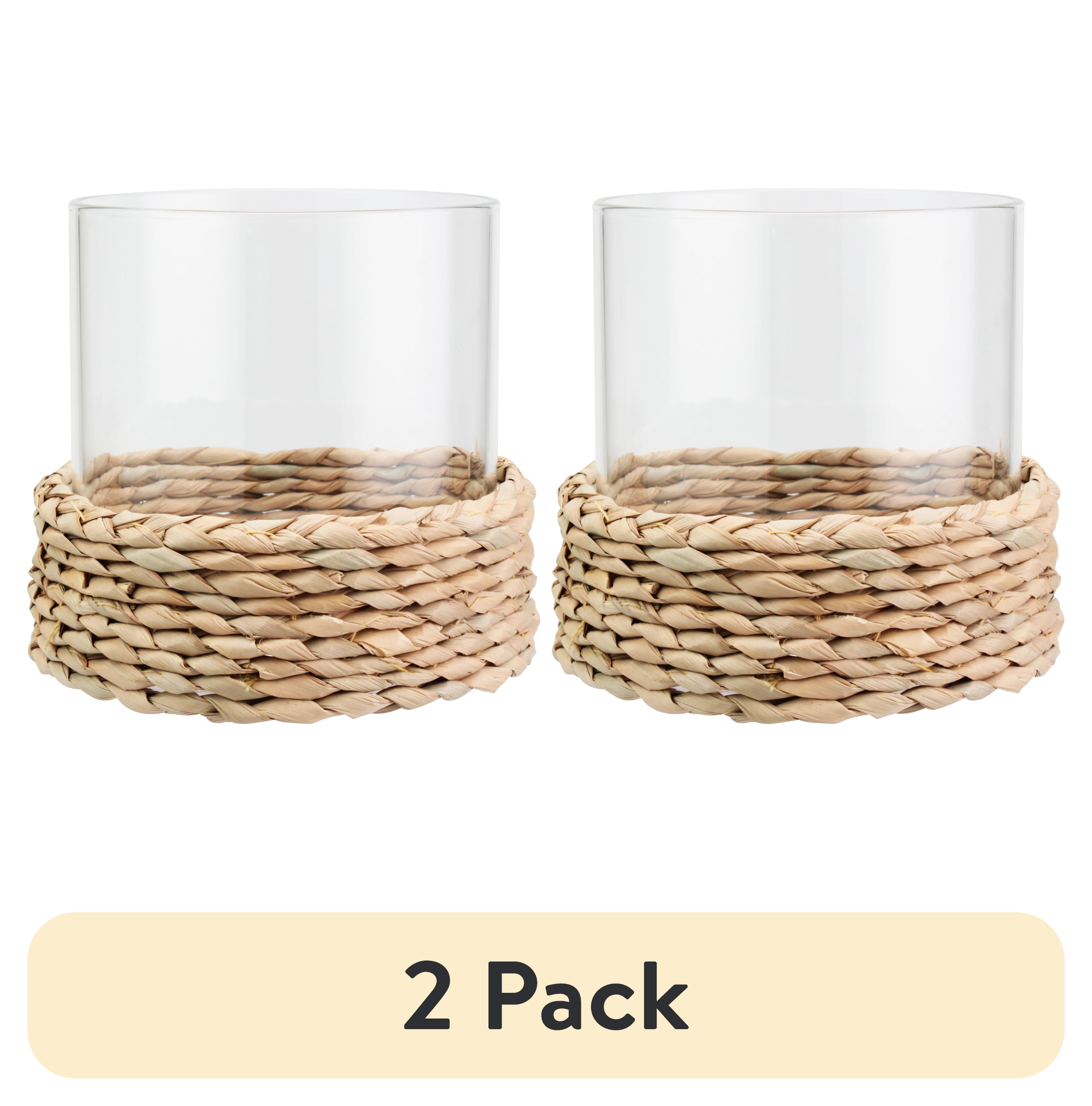(2 pack) Better Homes & Gardens Decorative Hyacinth Hurricane Pillar Candle Holder, Brown - Walmart.com
