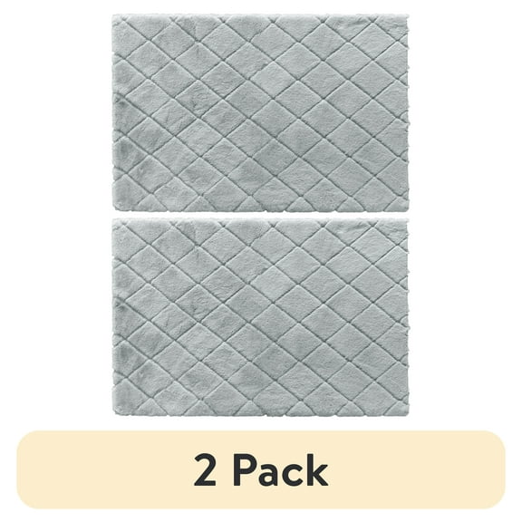 (2 pack) Better Homes & Gardens Diamond Faux Fur Room Rug, Gray, 30"x46"