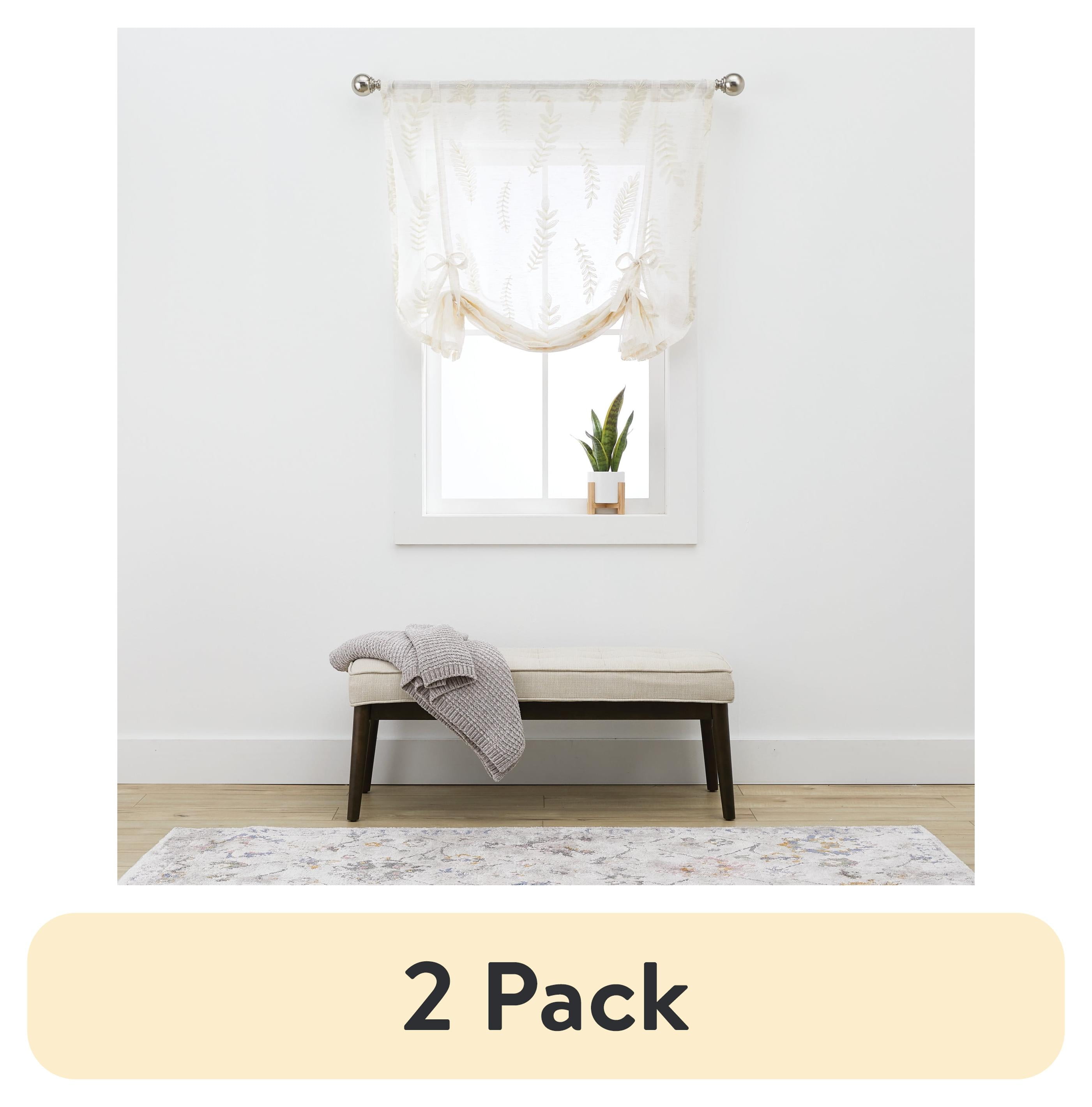 (2 pack) Better Homes & Gardens Embroidered Botanical Balloon Shade, Papyrus Beige, Polyester, Recycled Poly, Linen, 42"W x 63"L, 1 Piece, Adult