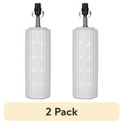 (2 pack) Better Homes & Gardens Etched Ceramic Table Lamp Base, Natural Two-Tone, 19" H