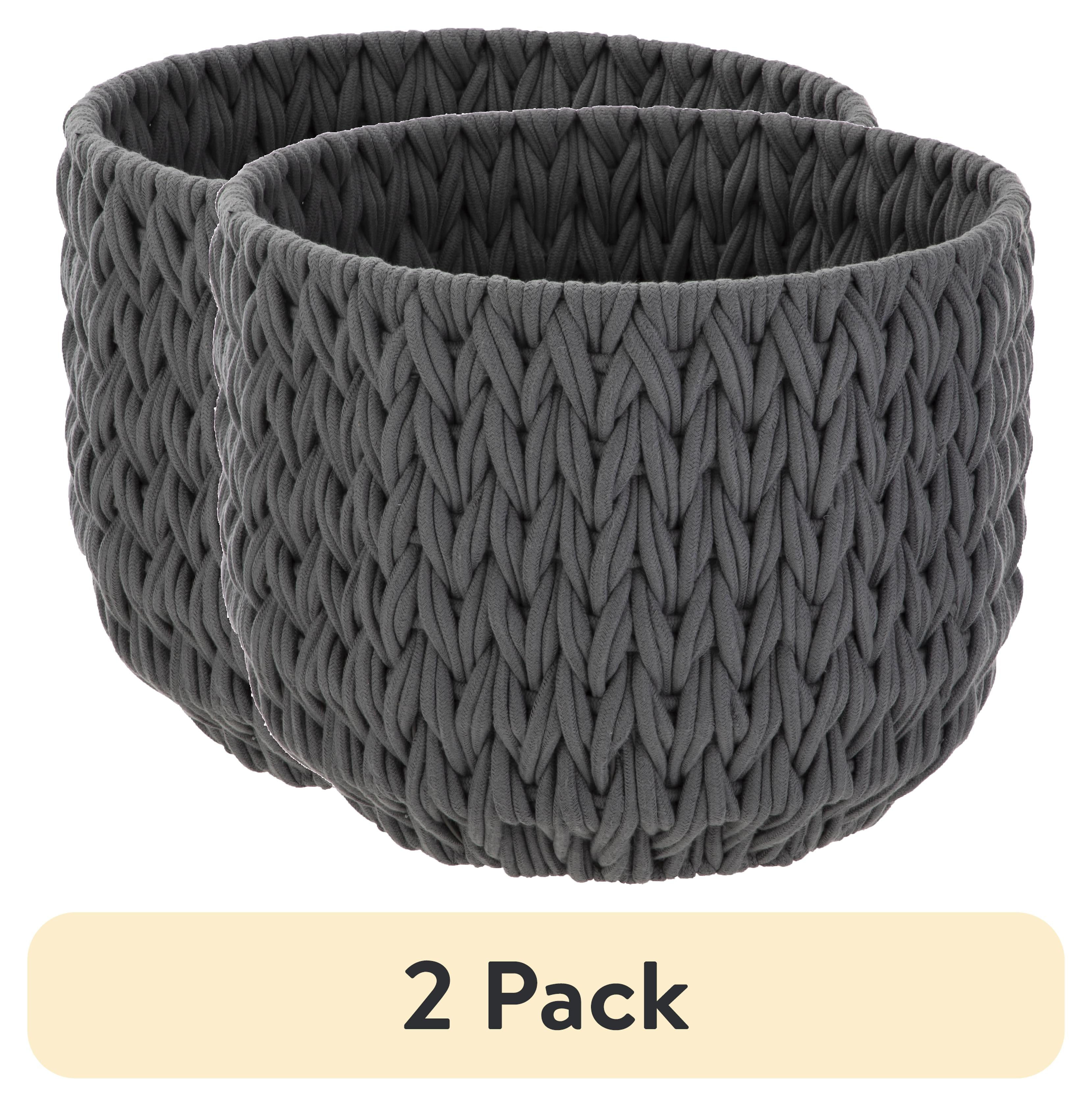 (2 pack) Better Homes & Gardens Closed Weave Polyester Grey Decorative Storage Basket