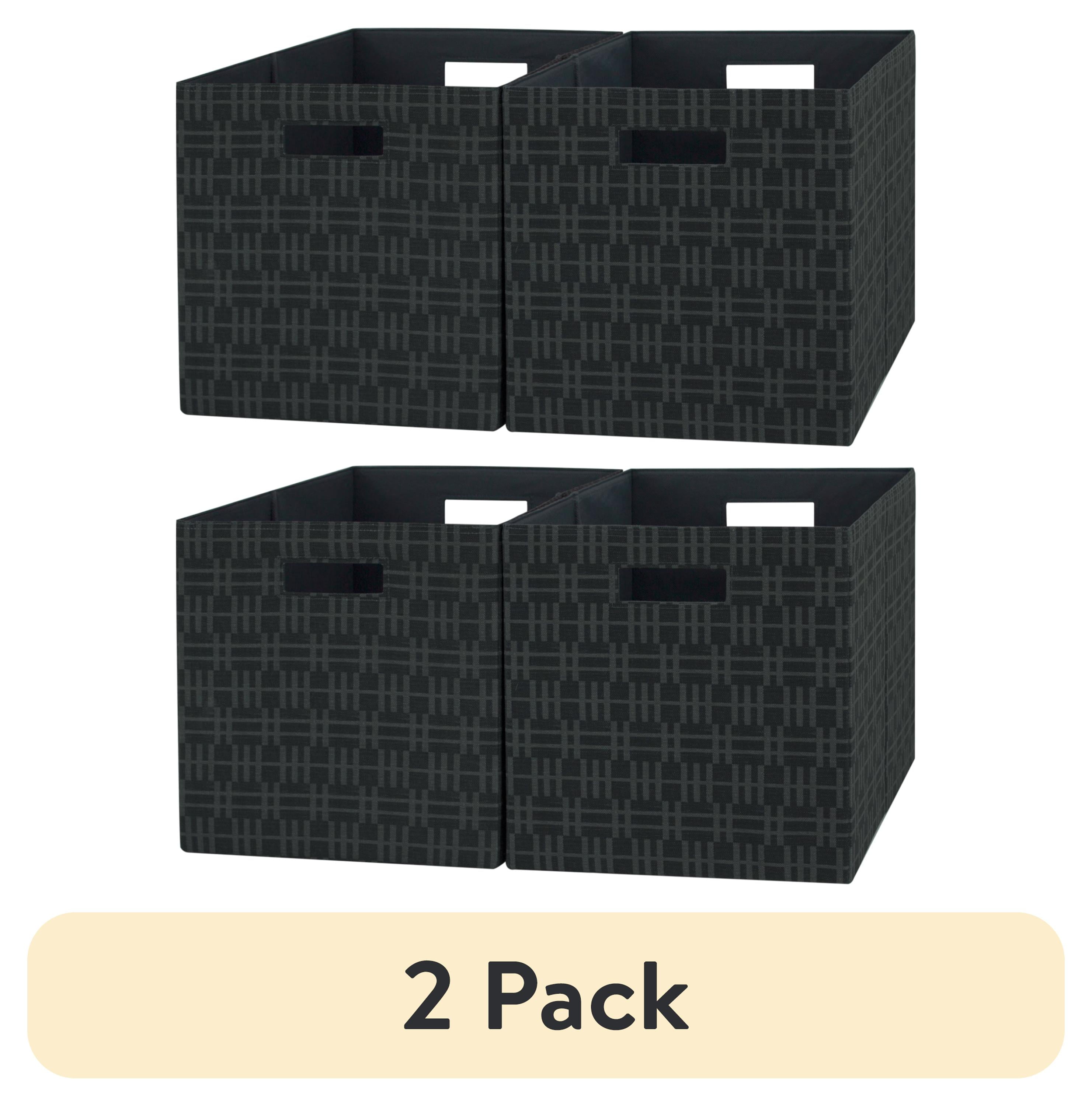 Gray Stripe Geo Fabric Collapsible Cube Storage Bins, 2 Pack