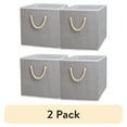 thumbnail image 1 of (2 pack) Better Homes & Gardens Fabric Cube Storage Bins (12.75" x 12.75"), Gray Stripe, 2 Pack, 1 of 7