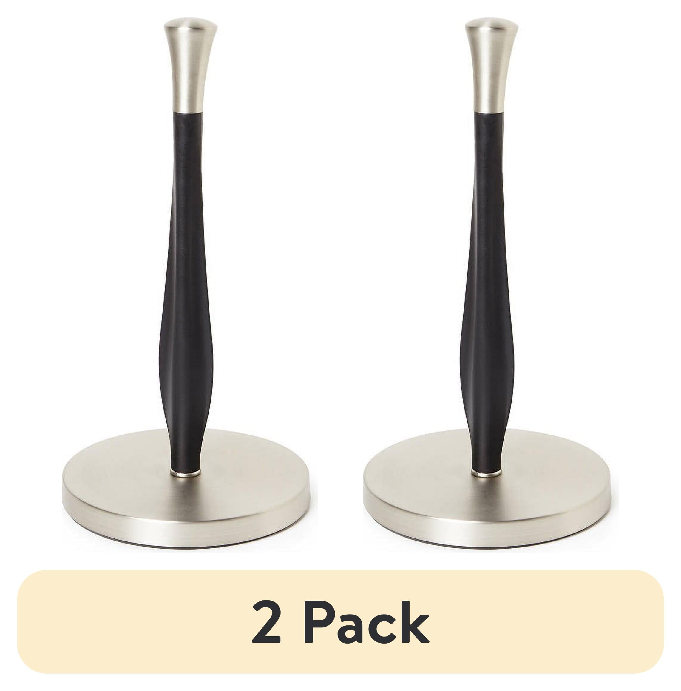 (2 pack) Better Homes & Gardens Free-Standing Paper Towel Holder with Weighted Non-Slip Base, 14 in, Nickel